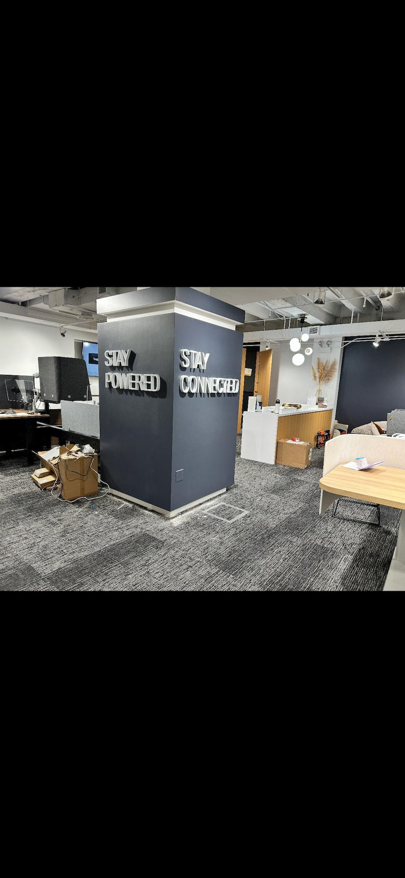 Custom Backlit Column Sign: Indoor LED Titling Gothic Letters