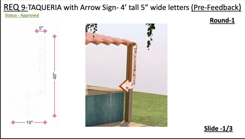 Custom Restaurant Taqueria Sign with Arrow | 4-Foot Channel Letters | Outdoor Business Signage