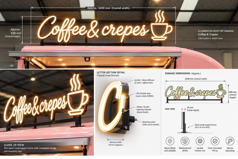 Custom Illuminated Channel Letters | 3D LED Business Sign | Storefront Office Decor
